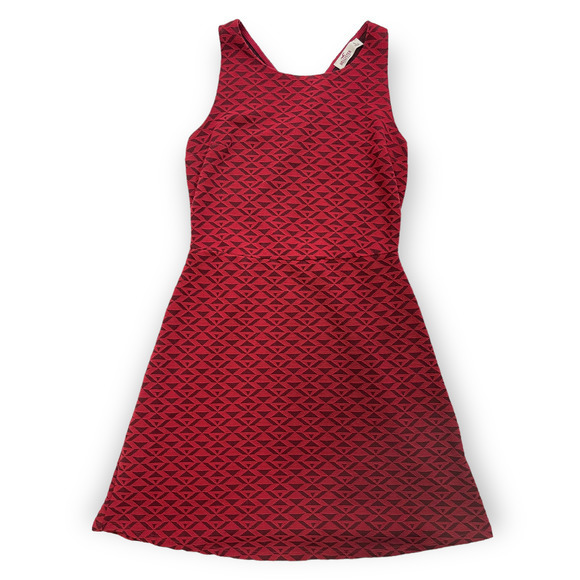 Hollister Burgundy Aztec‎ Textured Mini Dress Criss Cross Back Small - Picture 1 of 7